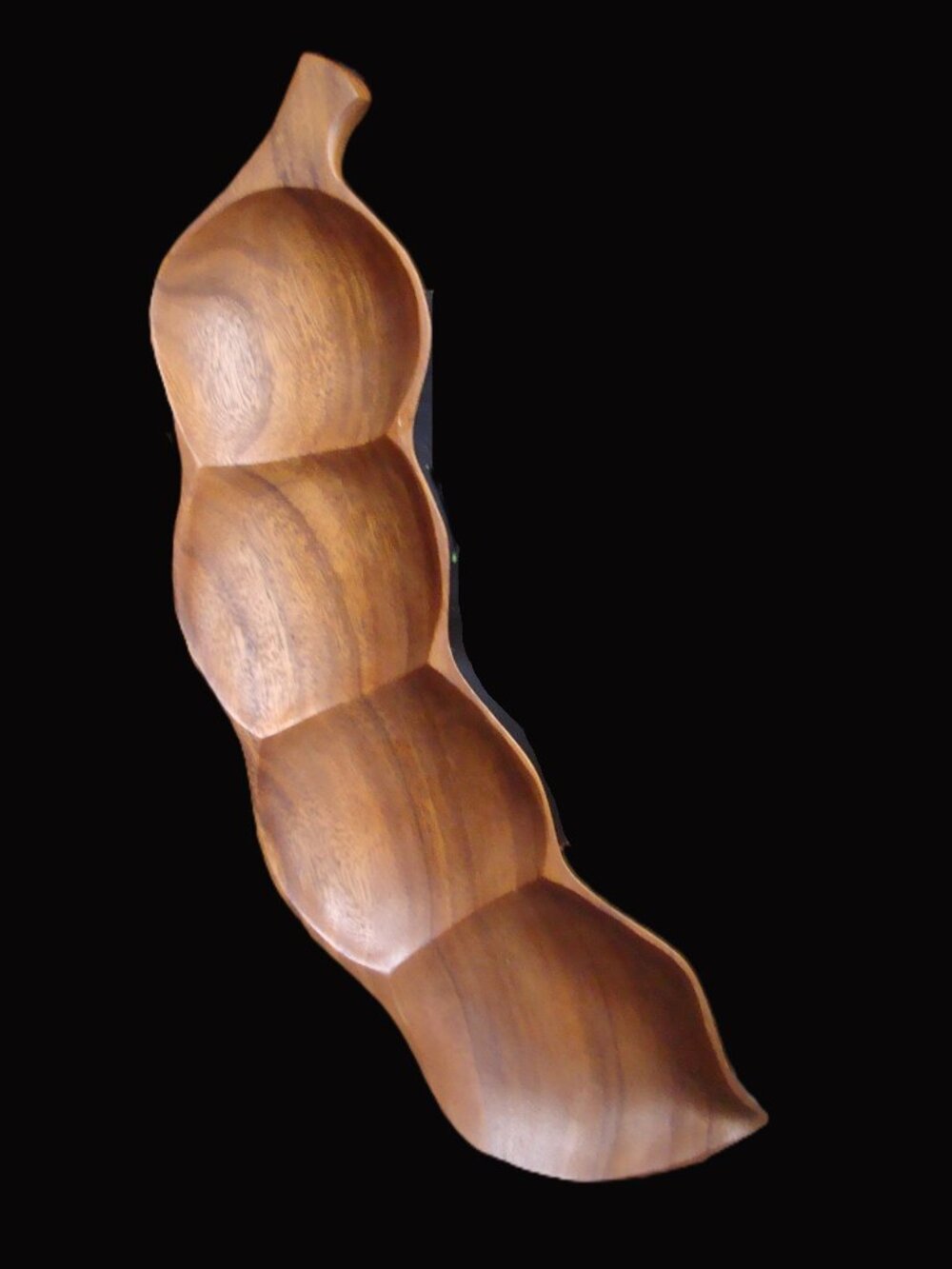 Vintage Large Wooden 4 Pod Snack Tray